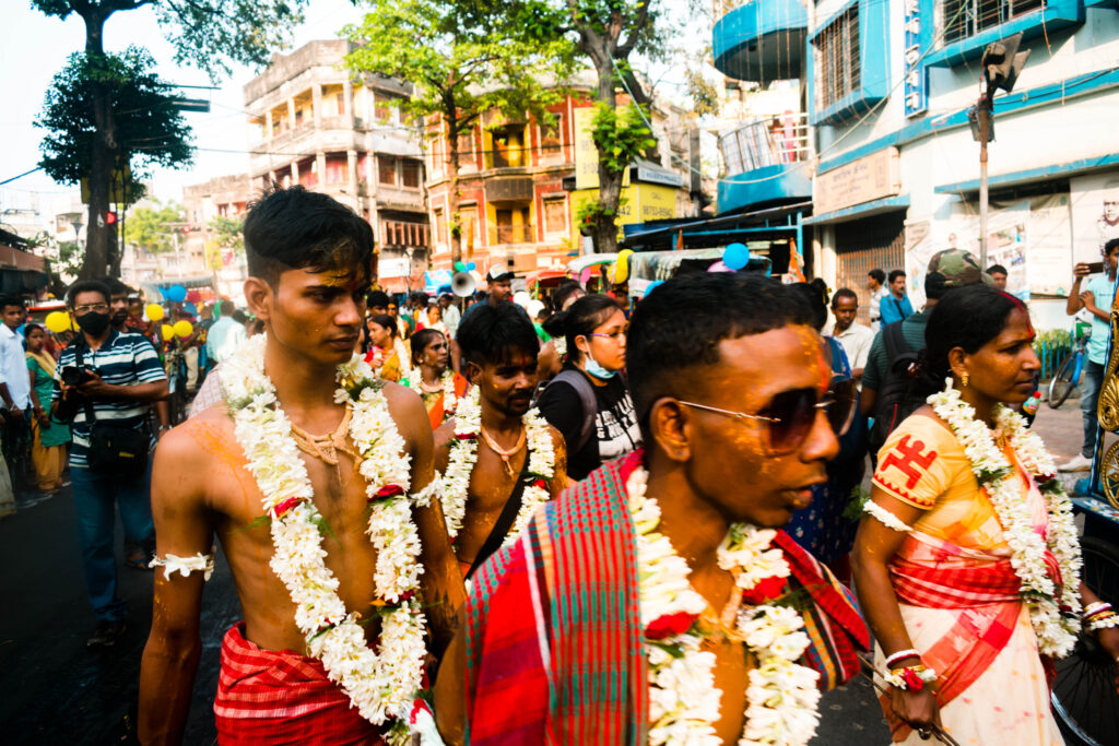 Procession of Gajan festival in Kalighat area