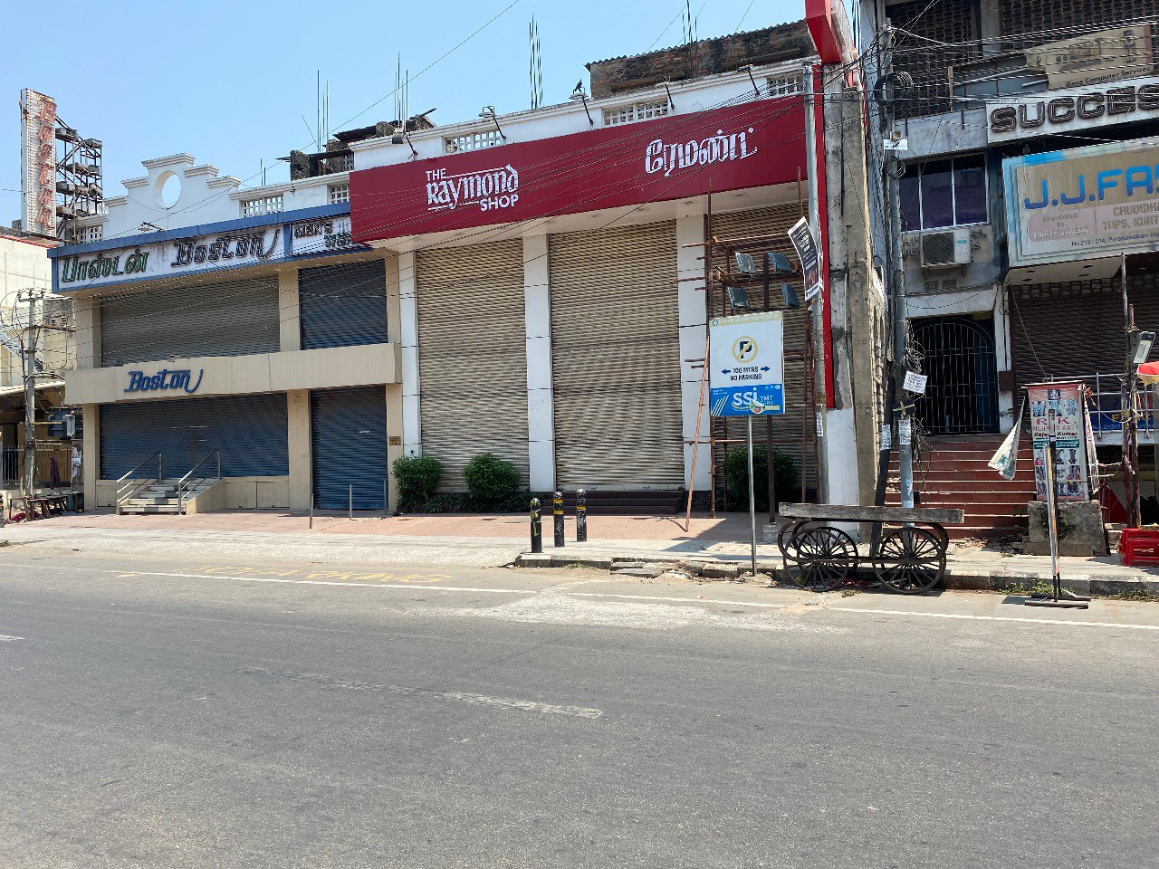 Closed For Now: Shops in major places remain closed owing to the election day. Photo: S Vishnu Sharmaa