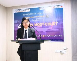 Shivya Sethi representing her college at a moot court competition